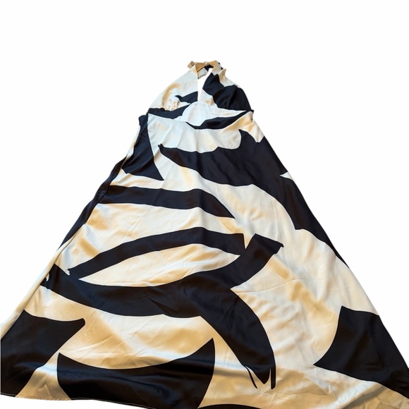 Anthropologie Bardot Citron Halter Cocktail Midi Dress in Black/lvory-Size 12 - Picture 2 of 16